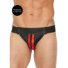 Ouch! Harness Jockstrap avec Zip Striped Front Noir-Rouge